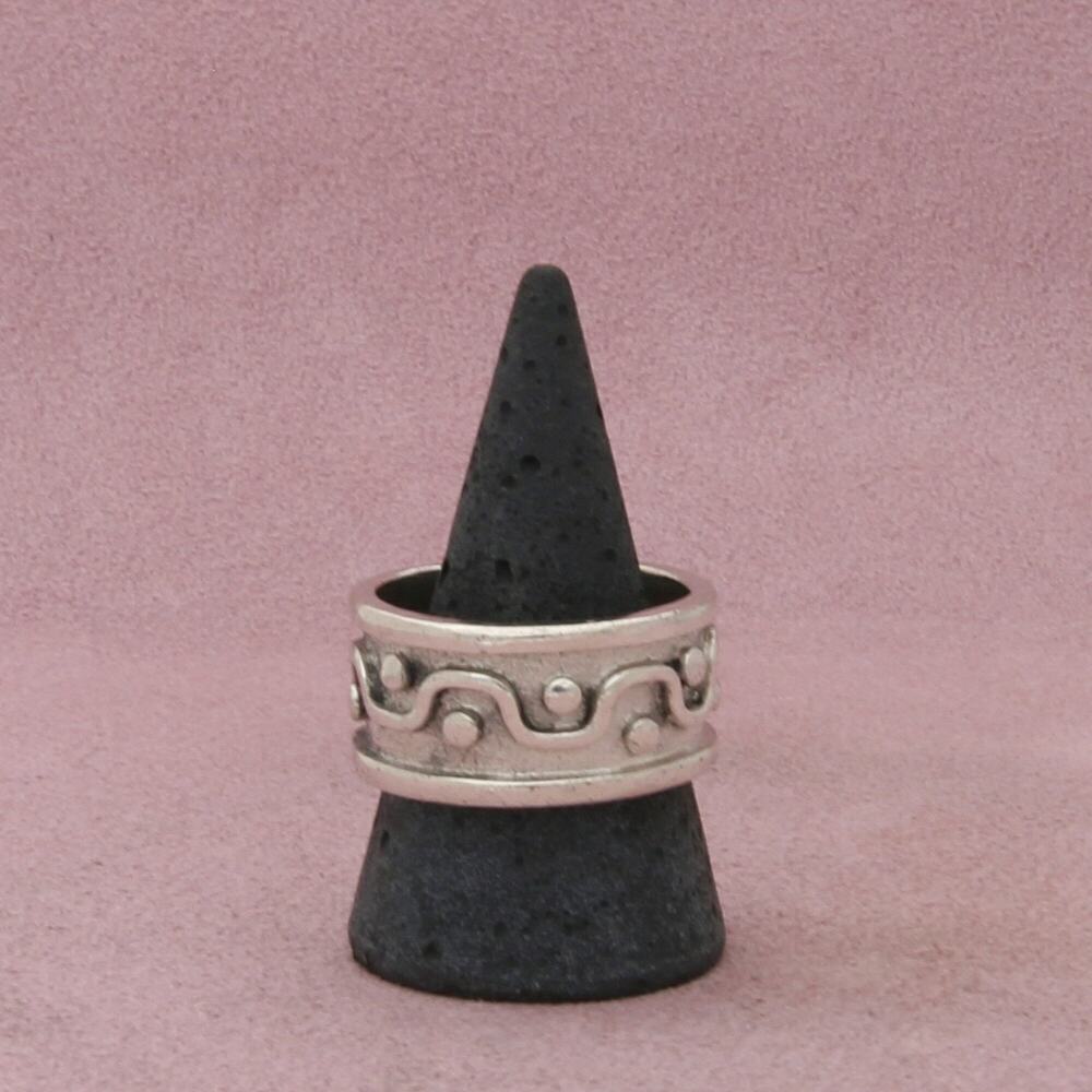 taxco mexico sterling silver mens vintage beaded band ring size 11.5